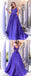 Simple Purple A-line V-neck Cheap Long Prom Dresses Online, Dance Dresses,12543