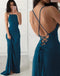 Simple Sexy Backless Teal Chiffon Long Evening Prom Dresses, Popular Cheap Long Party Prom Dresses, 17271