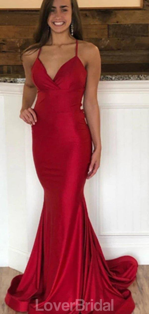 Simple Sexy Mermaid Dark Red Cheap Long Evening Prom Dresses, Evening Party Prom Dresses, 12191