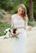 Simple Two Pieces Long Sleeves Open Back Lace Wedding Dresses,WD771
