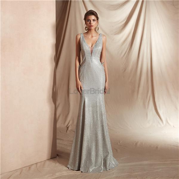Simple V Neck Mermaid Evening Prom Dresses, Evening Party Prom Dresses, 12072