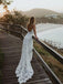 Spaghetti Straps Long Mermaid Backless Lace Wedding Dresses,WD735