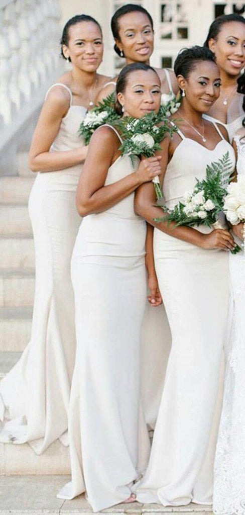 Spaghetti Straps Off White Mermaid Long Bridesmaid Dresses Online, Cheap Bridesmaids Dresses, WG707