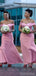 Sparkly Pink Off the Shoulder Sweetheart Cheap Long Bridesmaid Dresses Gown, WG886