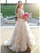 Strapless Champagne Cheap Wedding Dresses Online, Ruffle A-line Bridal Dresses, WD443