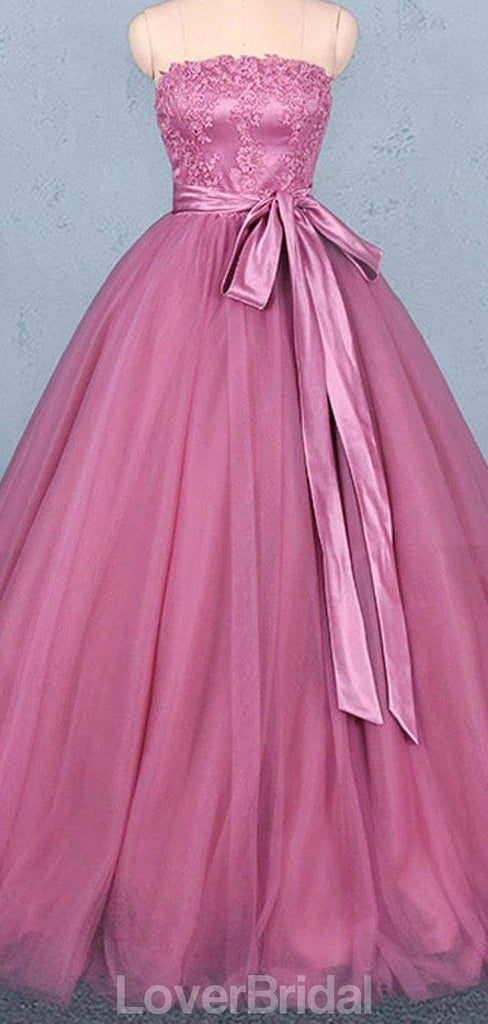 Strapless Hot Pink Ball Gown Cheap Evening Prom Dresses, Evening Party Prom Dresses, 12150