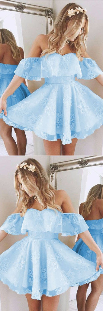 Strapless Off Shoulder Lace Short Homecoming Prom Dresses, Affordable Short Party Prom Sweet 16 Dresses, Perfect Homecoming Cocktail Dresses, CM375