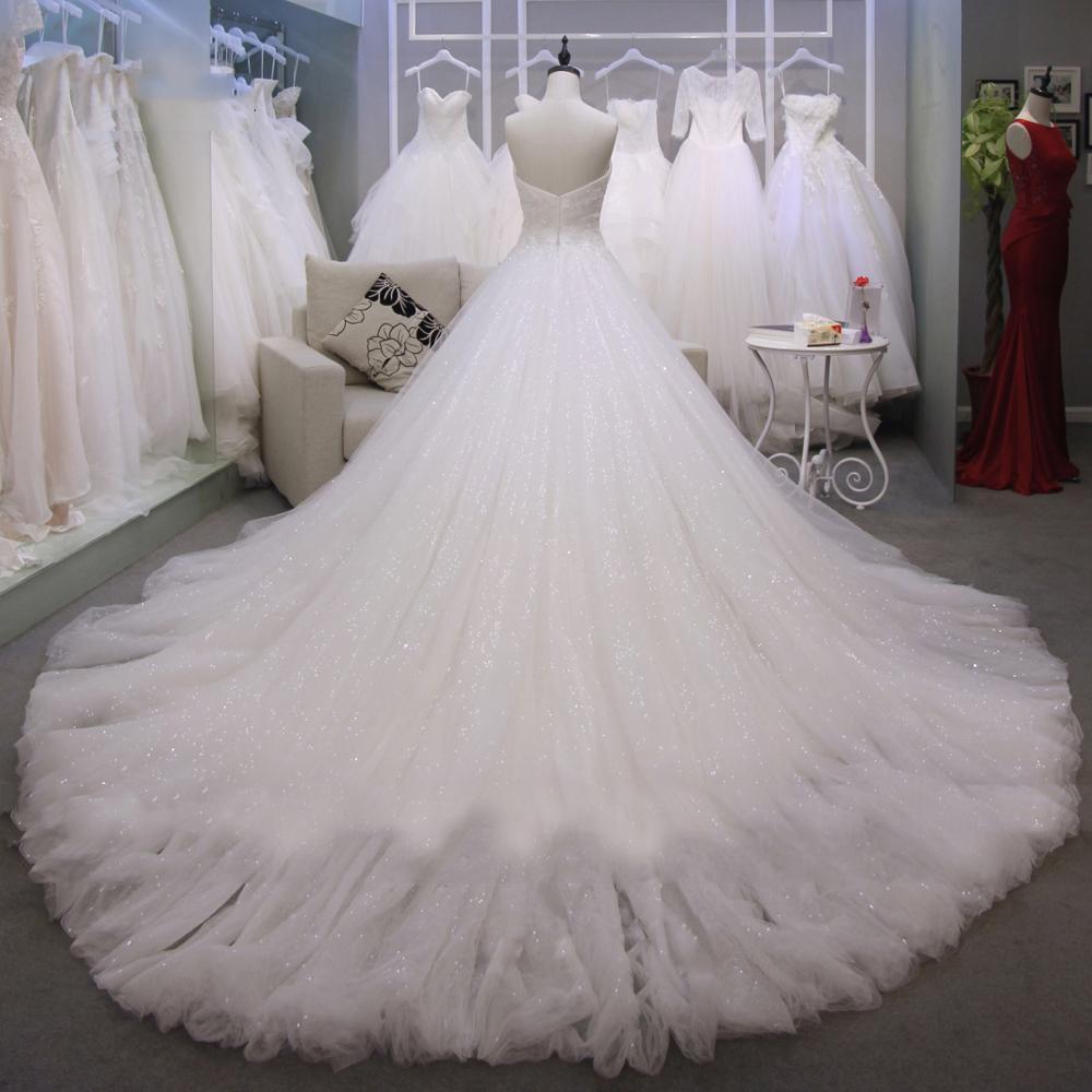 Strapless Sparkly Long A line Wedding Bridal Dresses, Affordable Custom Made Wedding Bridal Dresses, WD270
