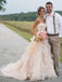 Strapless Sweetheart Champagne Lace A line Cheap Wedding Dresses Online, WD430