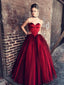 Strapless Sweetheart Dark Red Ball Gown Floor Long Custom Evening Prom Dresses, 17422