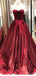 Sweetheart Dark Red A-line Cheap Long Evening Prom Dresses, Evening Party Prom Dresses, 18621