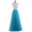 Turquoise Tulle Lace A line Evening Prom Dresses, Popular Unique Party Prom Dress, Custom Long Prom Dresses, Cheap Formal Prom Dresses, 17175