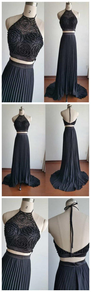 Two Pieces Prom Dress,High neck Prom Dress,Beading Prom Dress ,Newest Prom Dress,Custom Prom Dresses ,Evening Dresses, Prom Dresses,Long Prom Dress, Party Prom Dress,PD0061