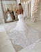 Unique Sleeveless Long Mermaid Backless Handmade Lace Wedding Dresses,WD730