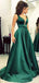 V Neck Emerald Green Cheap Long Evening Prom Dresses, Evening Party Prom Dresses, 12346