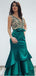V Neck Emerald Green Mermaid Long Evening Prom Dresses, Cheap Sweet 16 Dresses, 18338