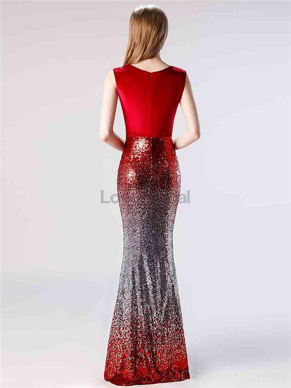 V Neck Ombre Sequin Mermaid Evening Prom Dresses, Evening Party Prom Dresses, 12115