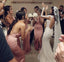 V neck Side Slit Mermaid Dusty Pink Long Bridesmaid Dresses Online, Cheap Bridesmaids Dresses, WG746