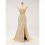 V Neck Side Slit Ruffle Chiffon Cheap Bridesmaid Dresses Online, WG586