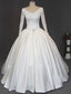 V Neckline Long Sleeve Lace A line Long Tail Wedding Dresses, Sexy Open Back Custom Made Long Wedding Gown, Cheap Wedding Gowns, WD206
