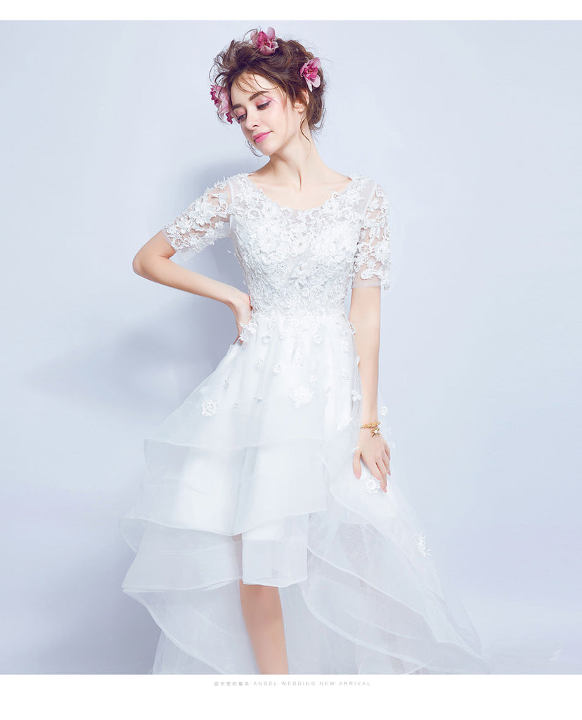 White Half Sleeves Short Homecoming Dresses,Cheap Short Prom Dresses,CM926