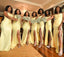 Yellow Mermaid Spaghetti Straps Side Slit Cheap Long Bridesmaid Dresses,WG1373