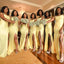 Yellow Mermaid Spaghetti Straps Side Slit Cheap Long Bridesmaid Dresses,WG1373