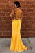 Yellow Sexy Mermaid Simple Cheap Evening Prom Dresses, Evening Party Prom Dresses, 12184